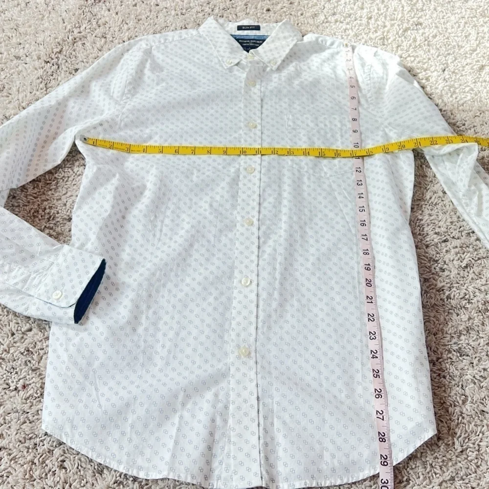 Banana Republic Men’s Slim Fit Long Sleeve Button Down Dress Shirt White Cotton